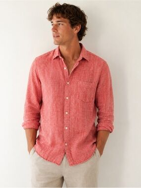 Marc Anthony Red Textured Button Down Shirt XL Slim Fit 100% Cotton